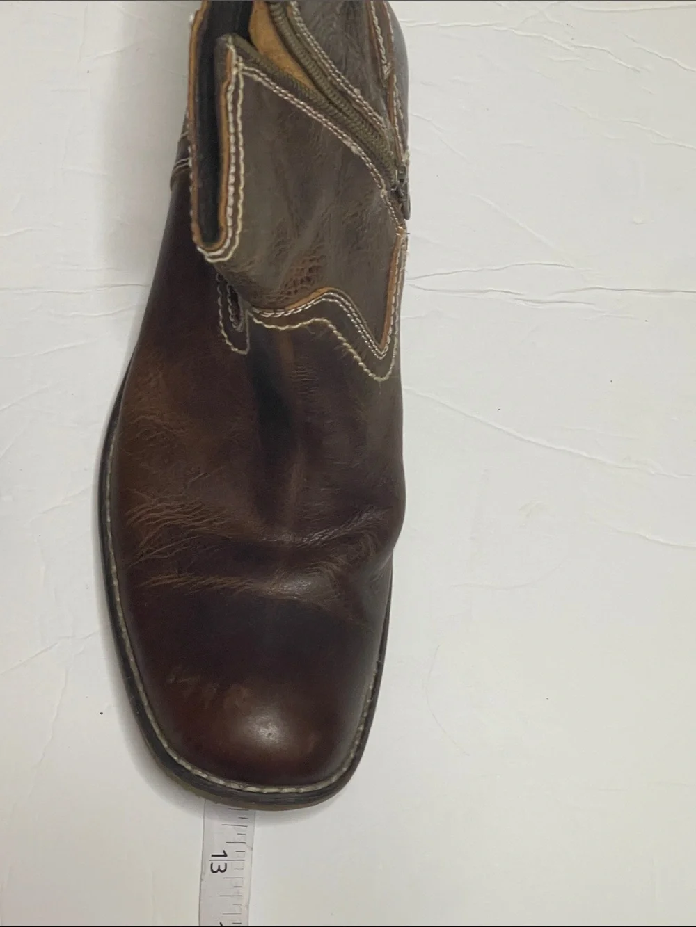 Men's Roan Brown Leather Zip Chelsea Boots. Size 11